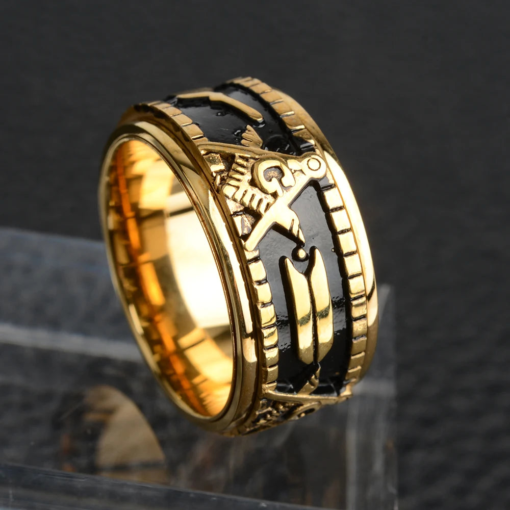Rotatable Stainless Steel Masonic Rings