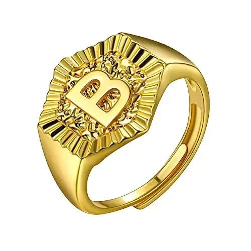 18k gold plated U7 Hexagon Surface Rings