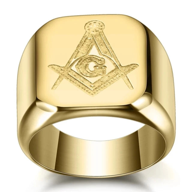 316L Stainless Steel Gold Color Freemason Ring
