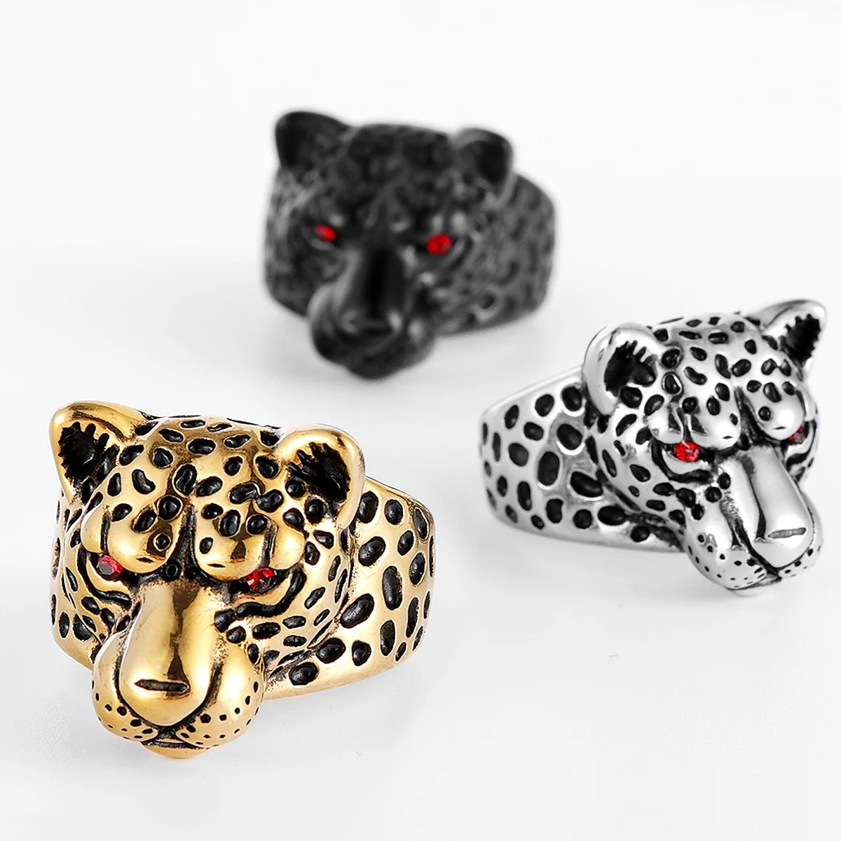 Stainless Steel Jaguar Leopard Animal ring