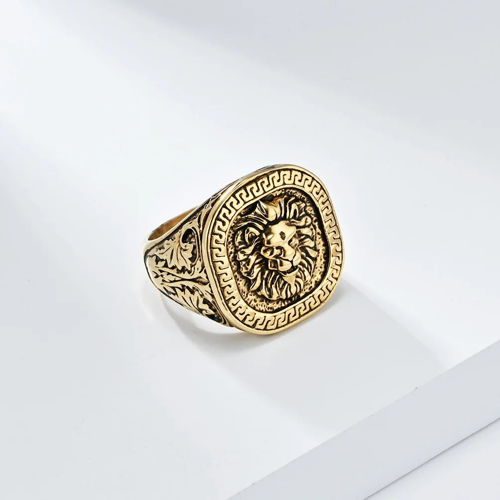 American Retro Stylish Domineering Pattern Lion Head Ring