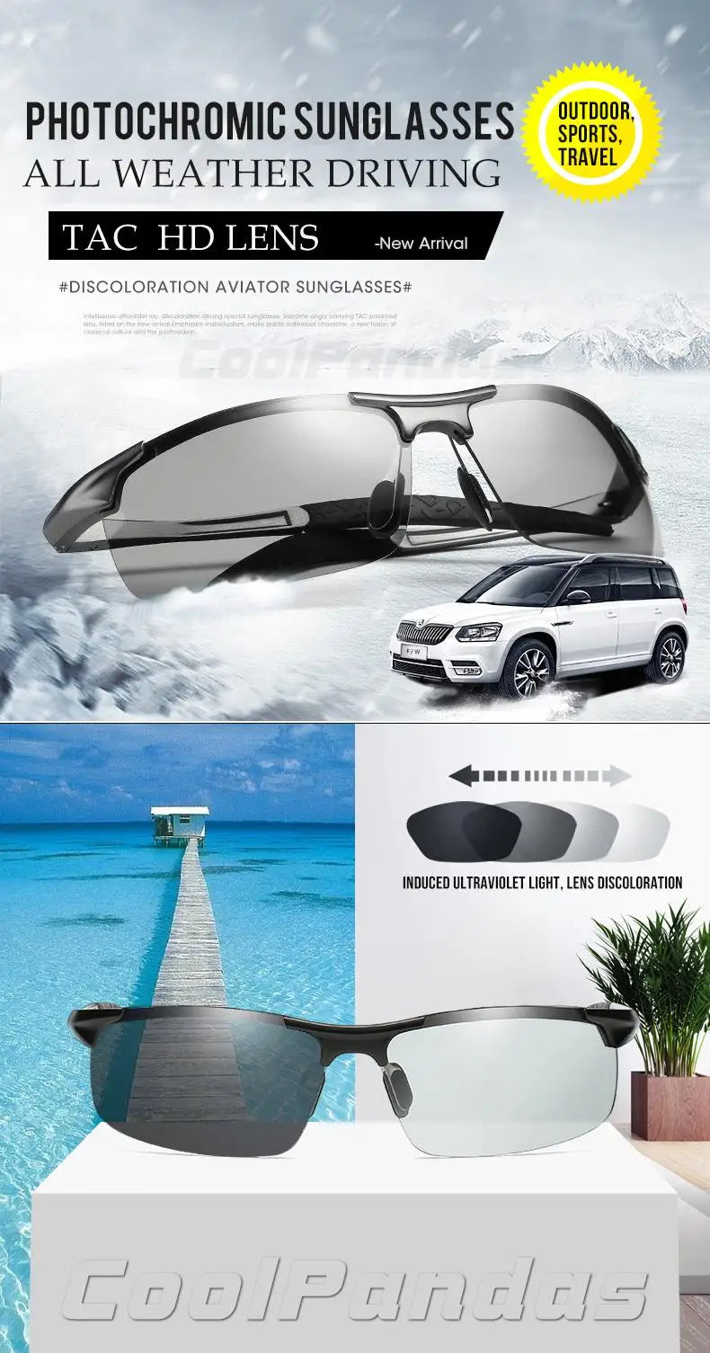 COOLPANDAS Aluminum Photochromic Sunglasses
