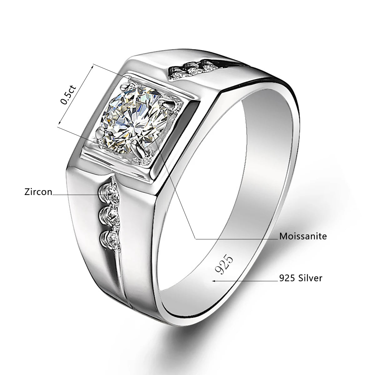 2, 1, 0.5 Carat Moissanite Rings