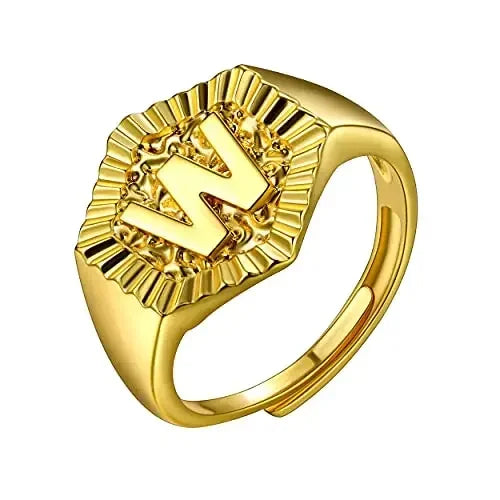 18k gold plated U7 Hexagon Surface Rings