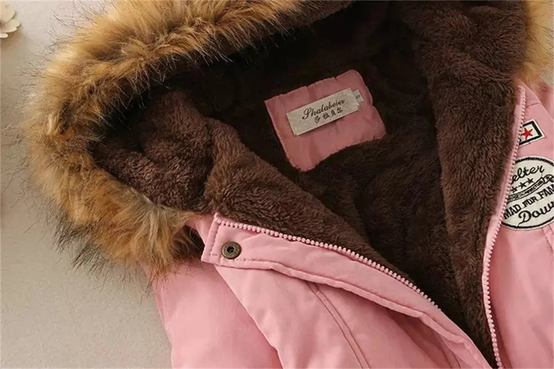Fleece Lined Hood Down Jacket