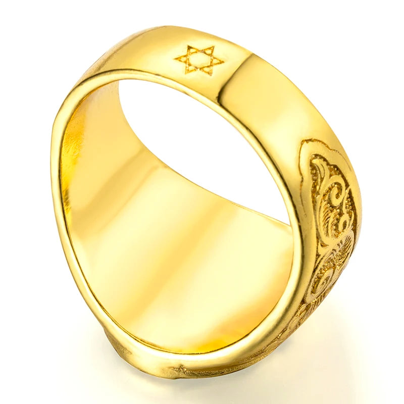 18K Gold Plated Virgin Mary Handmade Carved Religious Rings