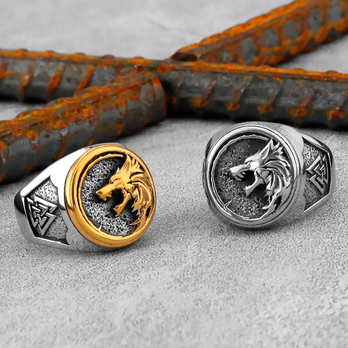 Stainless Steel Viking Wolf Head Ring