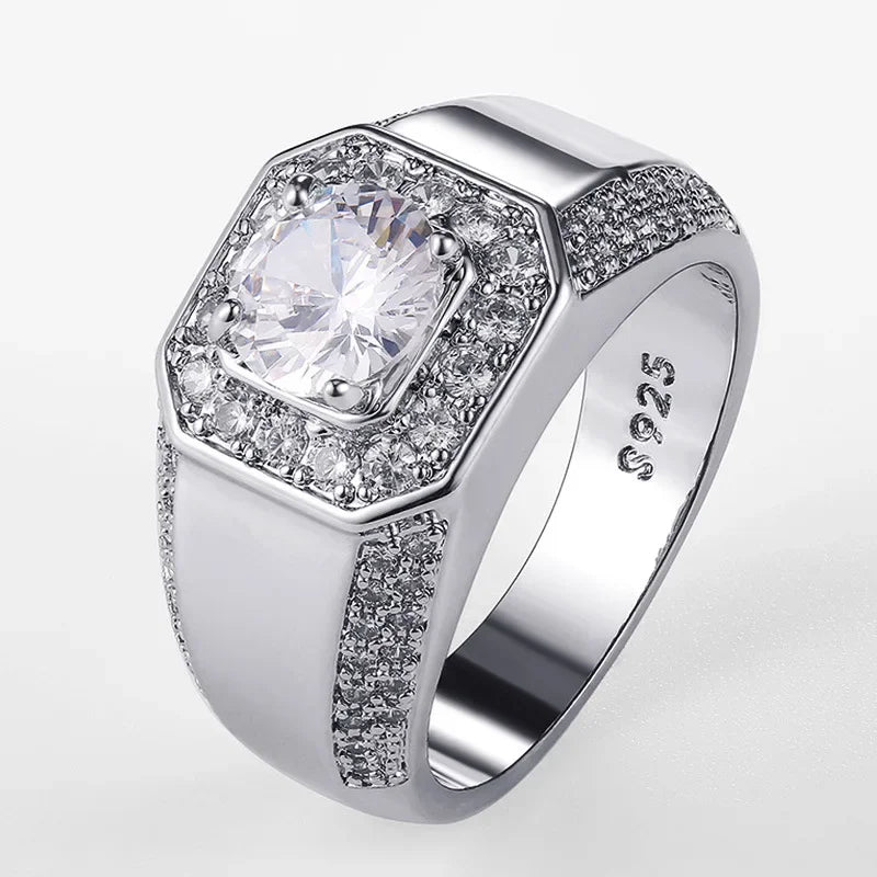 Sterling Silver Crystal Zircon Stone Ring
