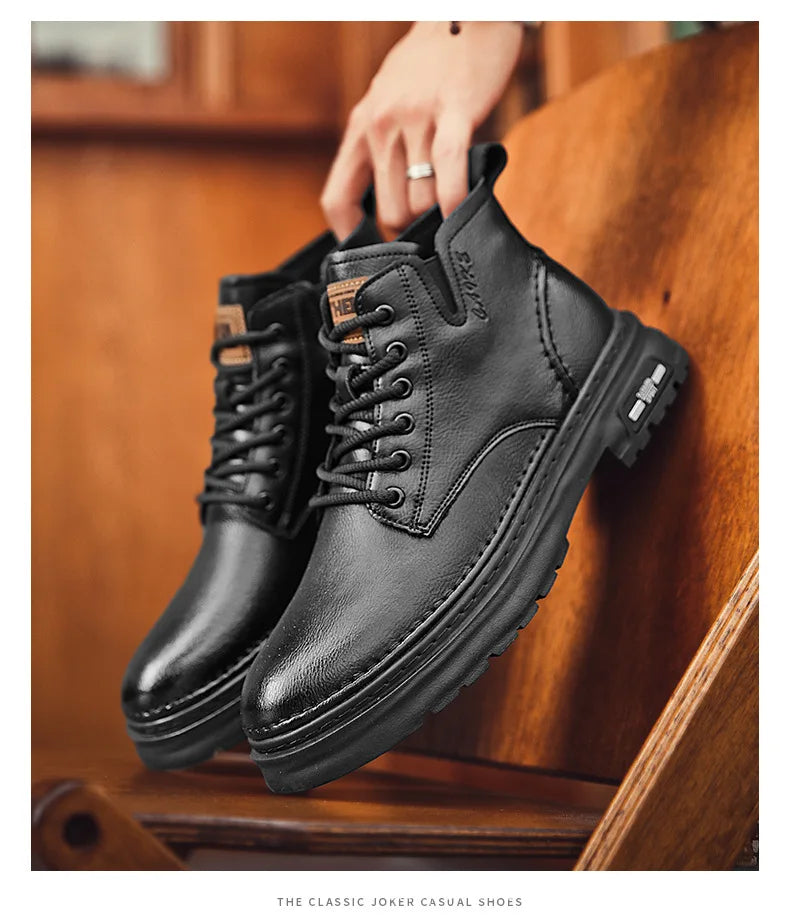 Ankle Boots Retro British High-top Boots