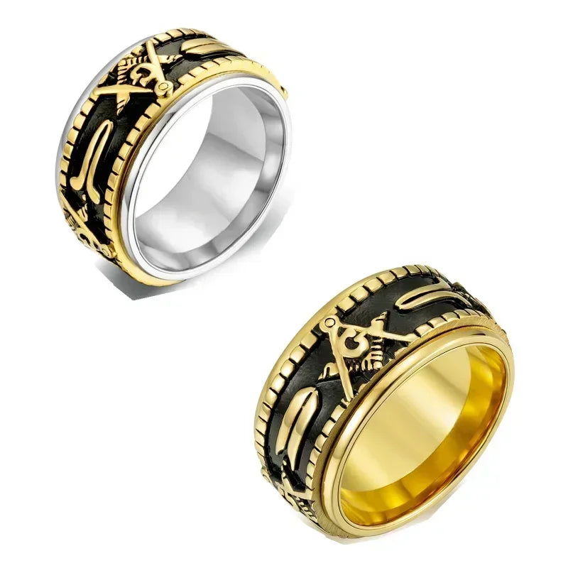 Rotatable Stainless Steel Masonic Rings