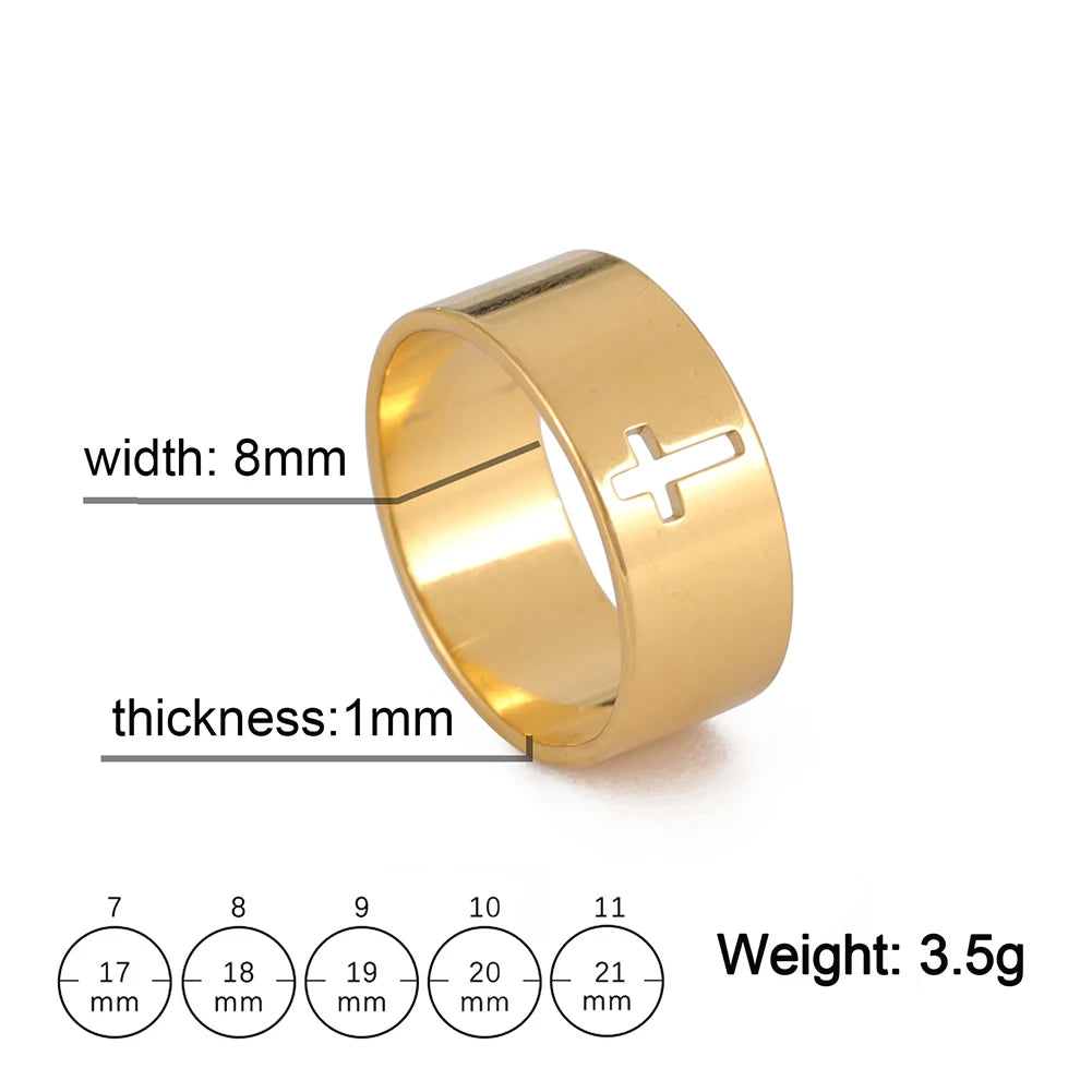 18k gold plating COOLTIME Gothic Cross Rings /  Stainless Steel Silver Color