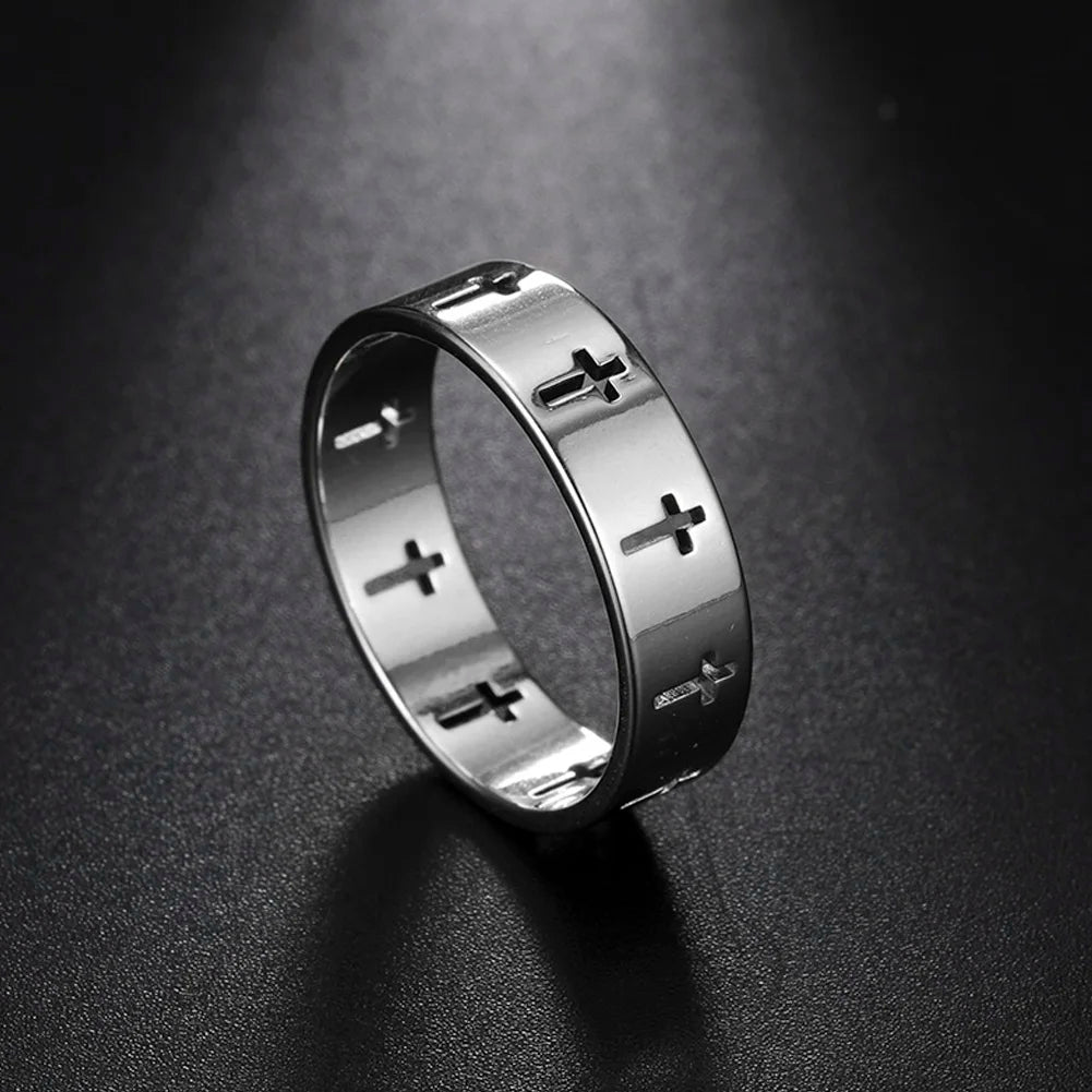 18k gold plating COOLTIME Gothic Cross Rings /  Stainless Steel Silver Color