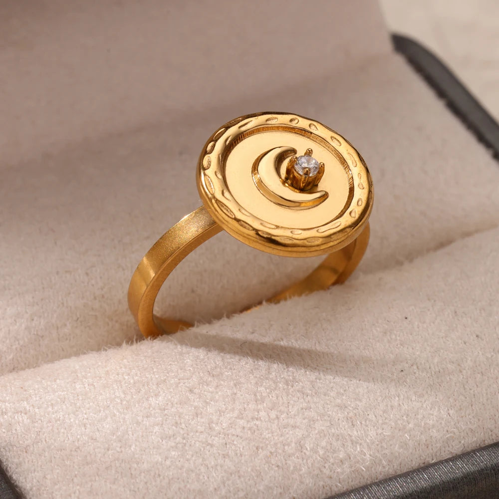 Vintage Ancient Greek Arethusa Goddess Coin Ring - gold plated