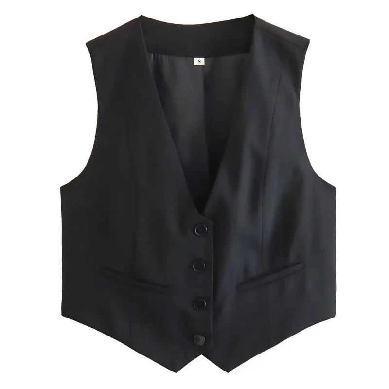 Black / White Cropped Vest Top