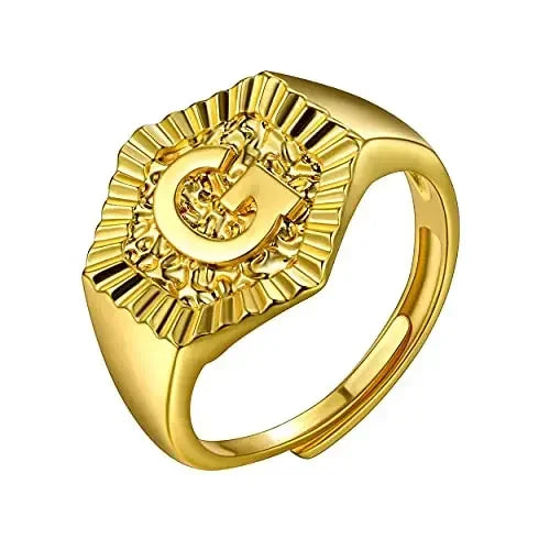 18k gold plated U7 Hexagon Surface Rings