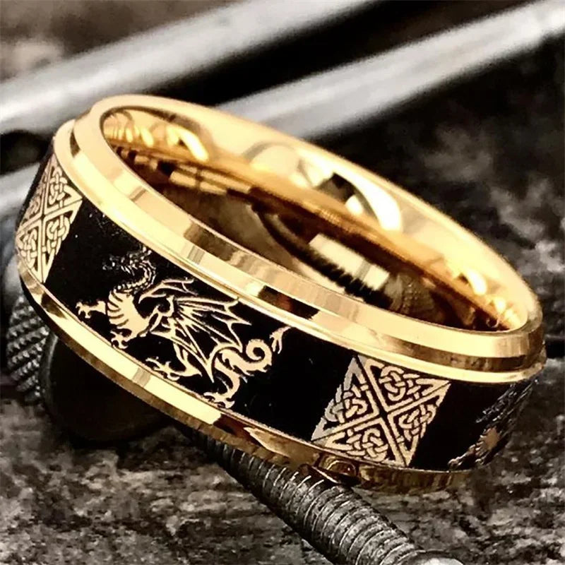 Gold Color Dragon Pattern Ring