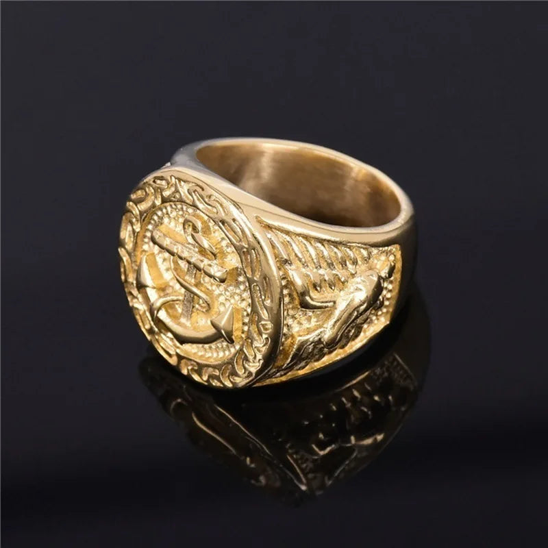 Retro Anchor Navy Marine Ring For Men