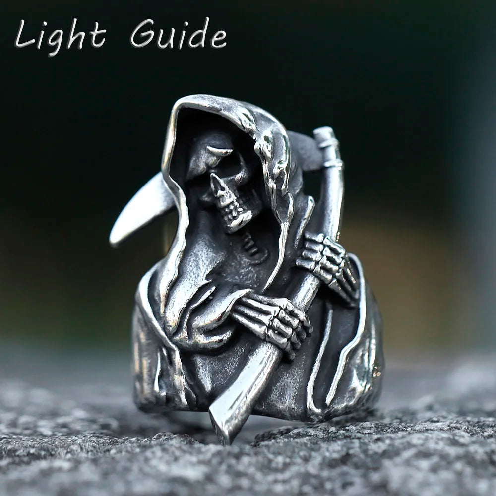 stainless steel Sickle Calvarium Skull ring