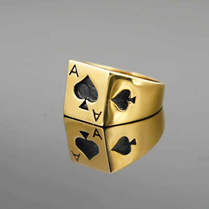 Playing Card Stainless Steel Lucky Poker Ring