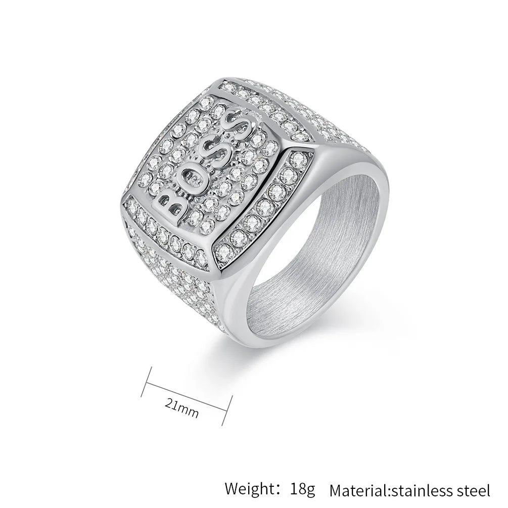 18K Gold Plated /  Stainless Steel "BOSS" Rings
