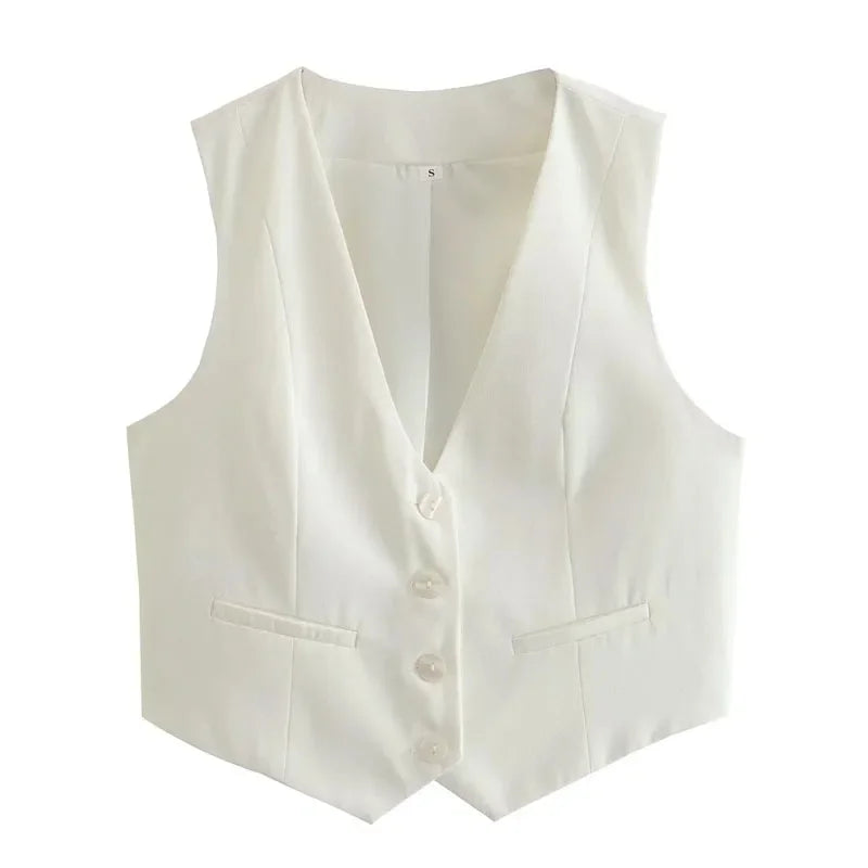 Black / White Cropped Vest Top