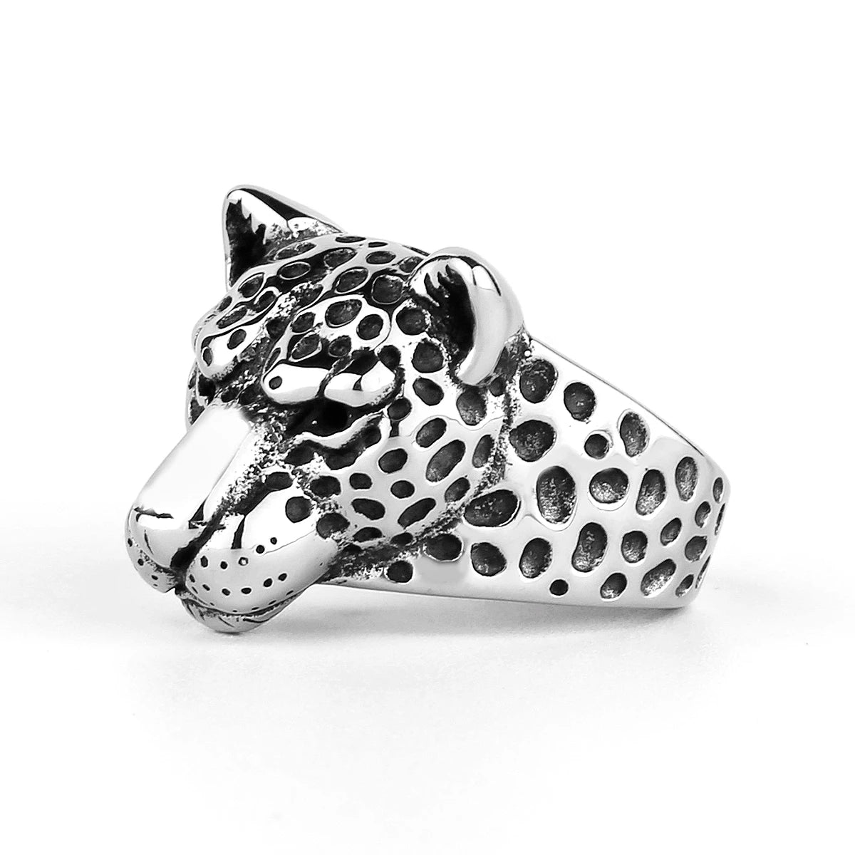 Stainless Steel Leopard Head Ring