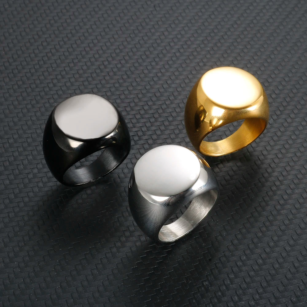Stainless Steel Gold Plated Blank Signet Ring