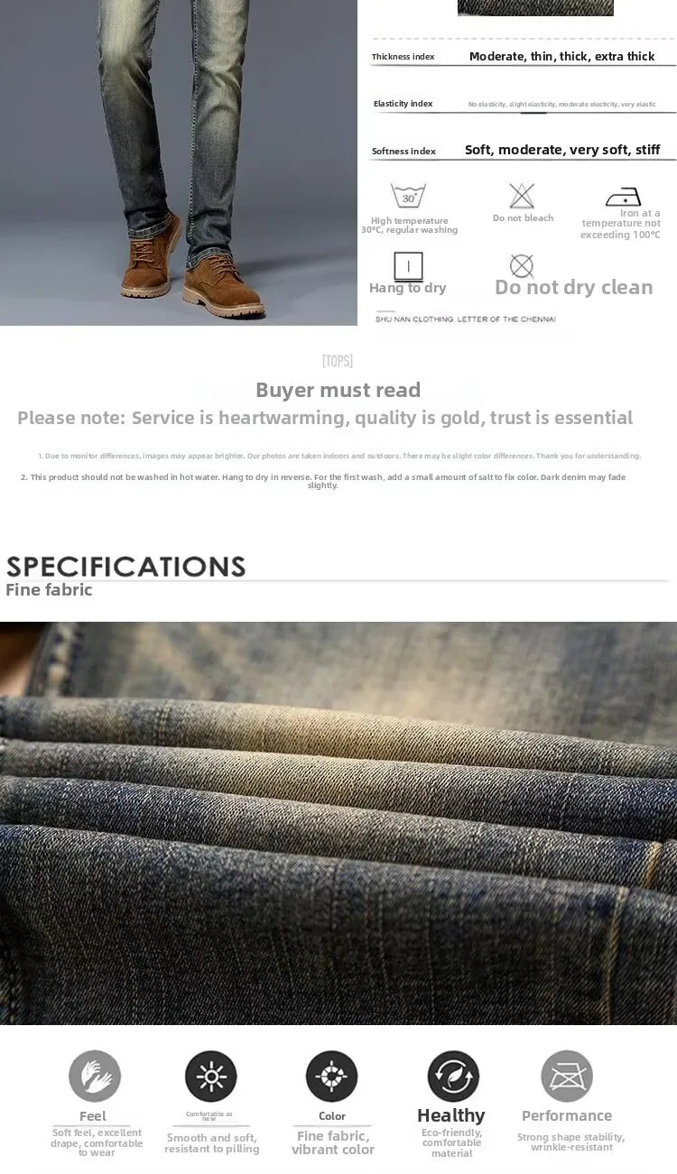 High-End Retro Stretch Denim Jeans