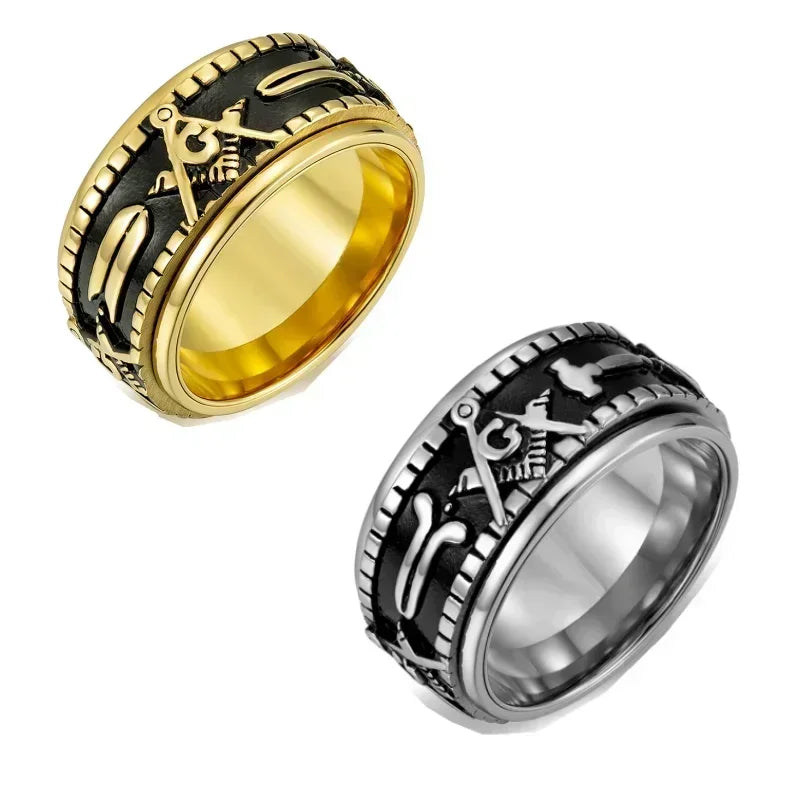 Rotatable Stainless Steel Masonic Rings