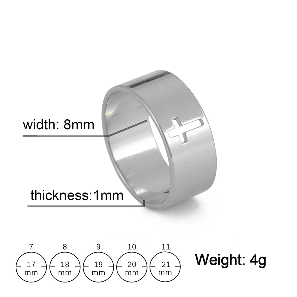 18k gold plating COOLTIME Gothic Cross Rings /  Stainless Steel Silver Color