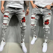 Slim Elastic Denim Cargo Ripped Skinny Jeans
