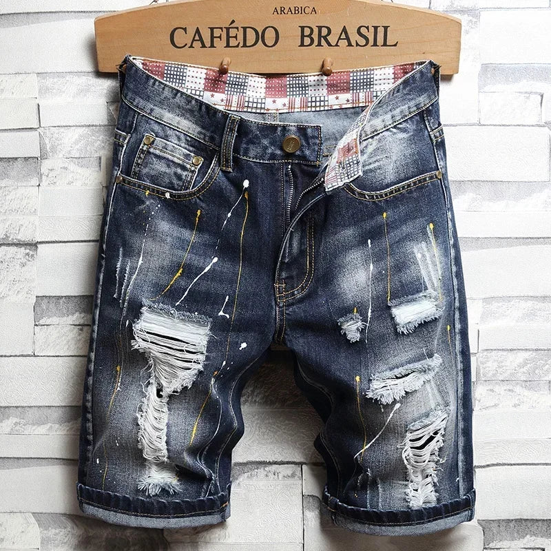 Retro Ripped Denim Shorts