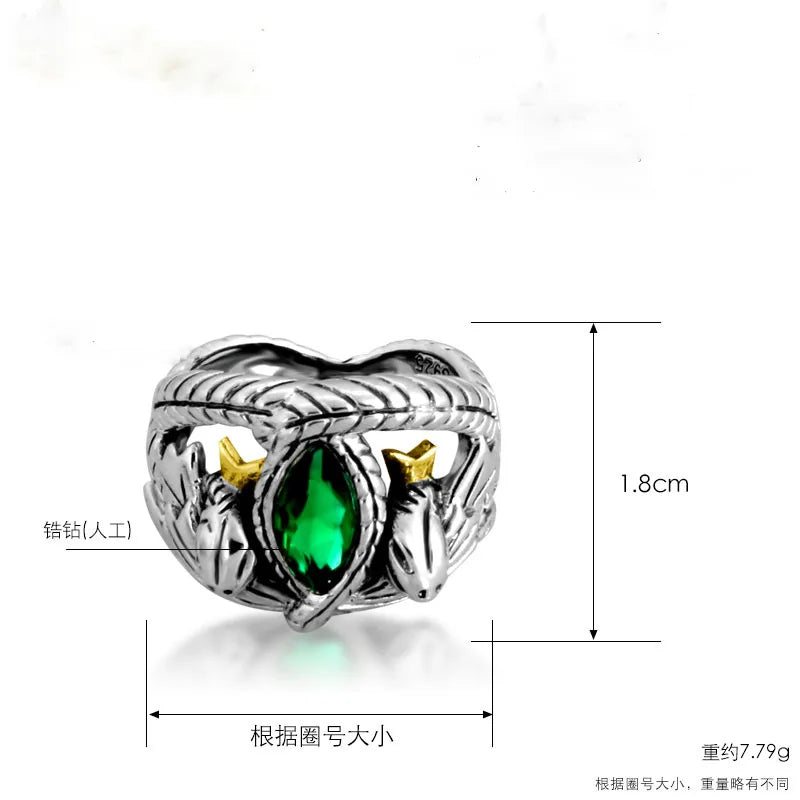 Lord Ring of Barahir Aragorn Gondor Green Crystal Rings