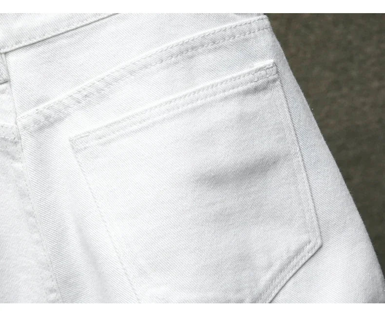 White Ripped Denim Shorts