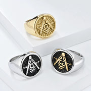retro style Masonic stainless steel ring
