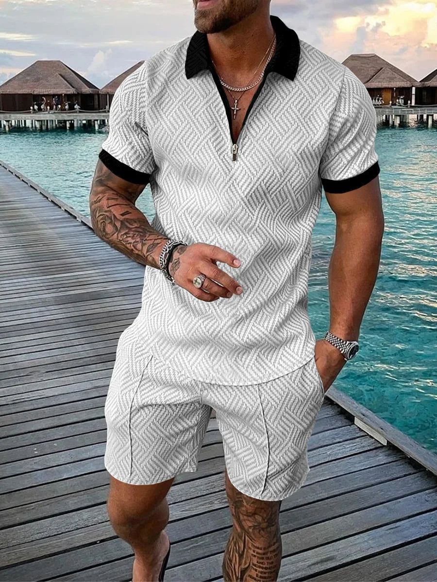 Casual Trend Print Slim Fit  T-shirt & Shorts