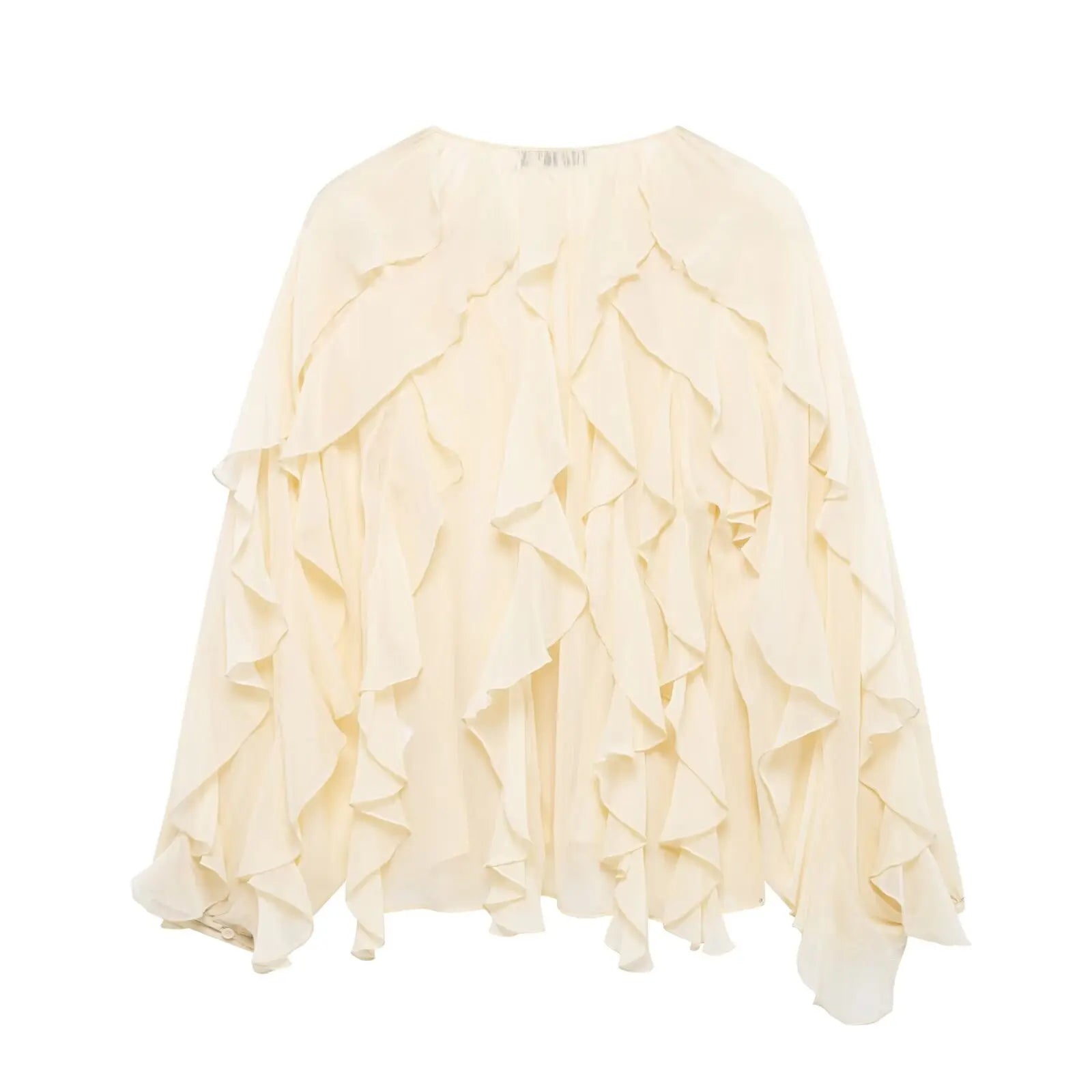 Tangada  Wine Red Ruffles Shirt Long Sleeve