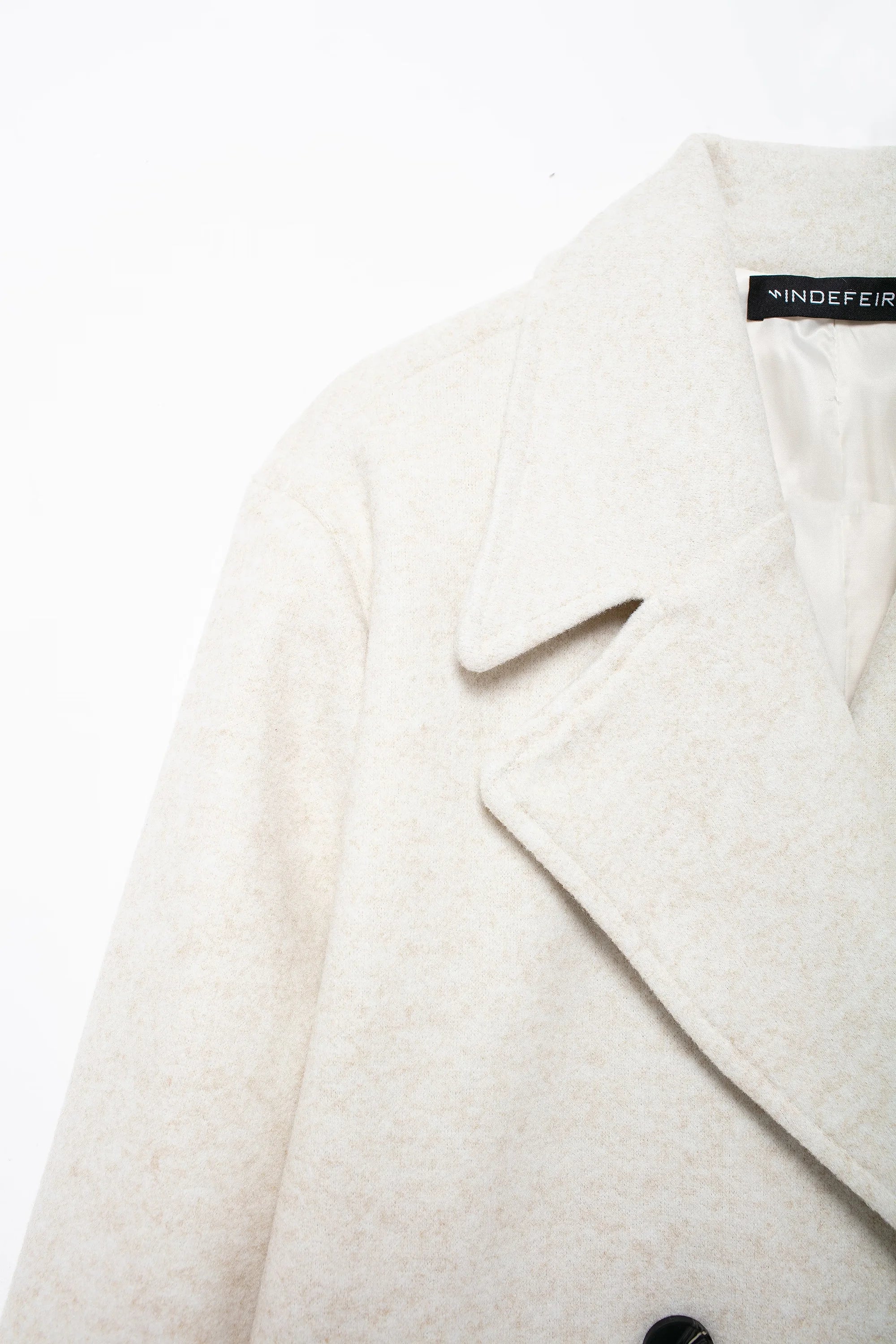 TRAFZA Solid Lapel Double Breasted Coat