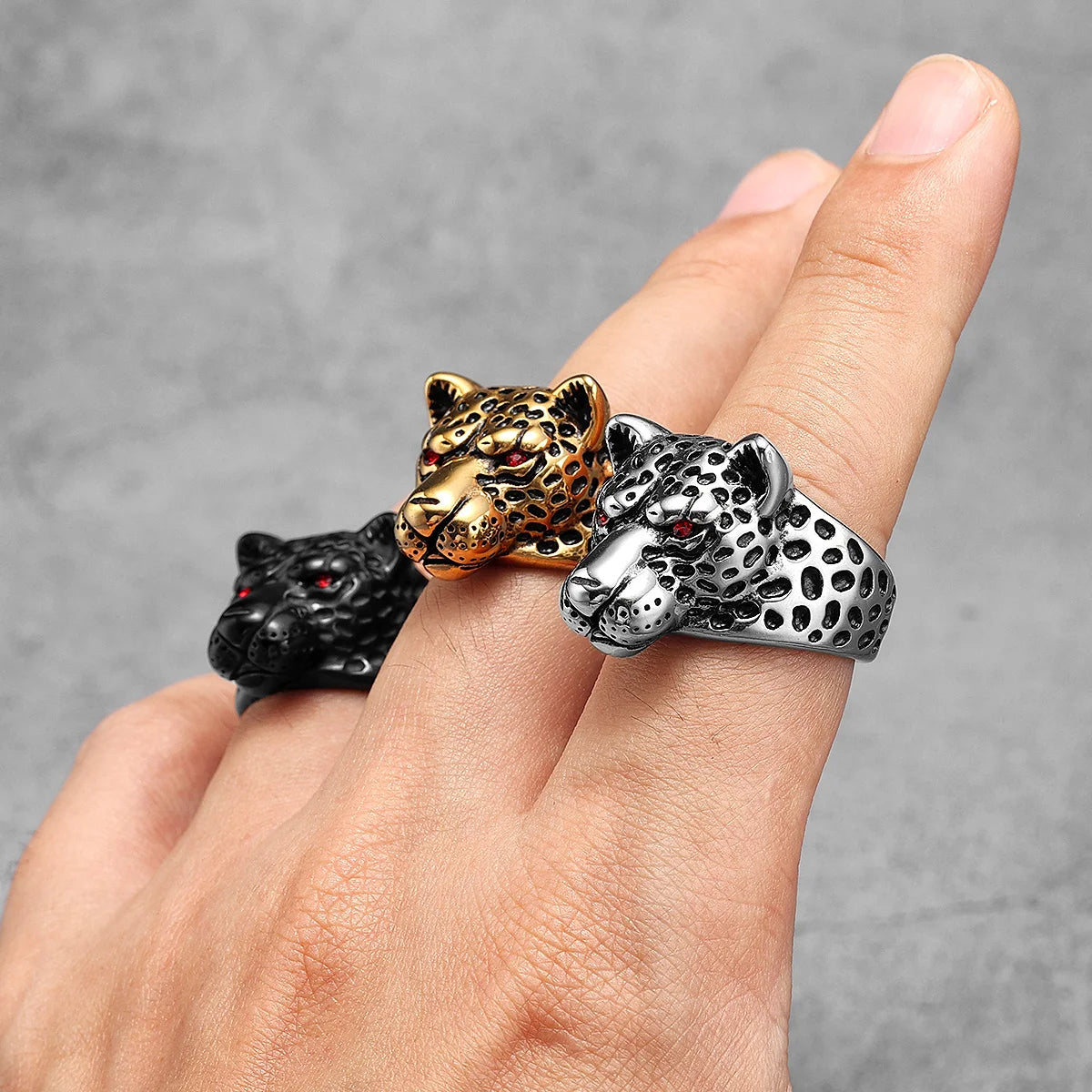 Stainless Steel Jaguar Leopard Animal ring