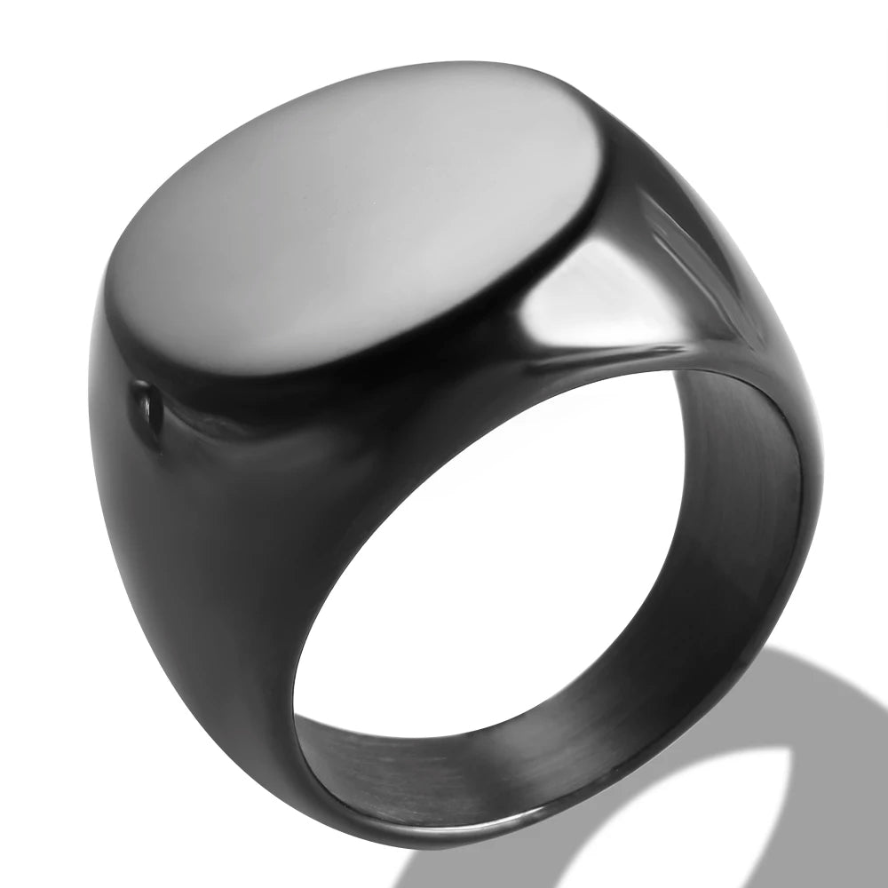 Stainless Steel Gold Plated Blank Signet Ring