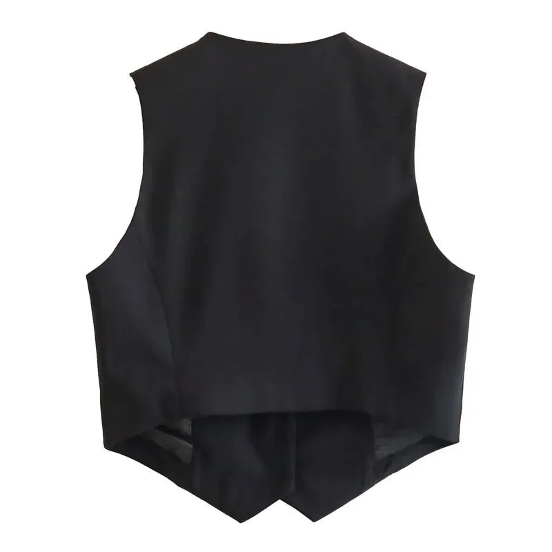 Black / White Cropped Vest Top