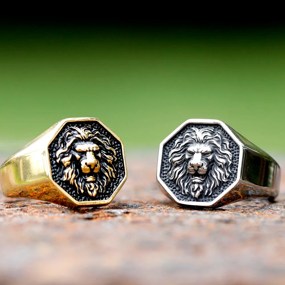 Stainless Steel 3D Lion Head Rings