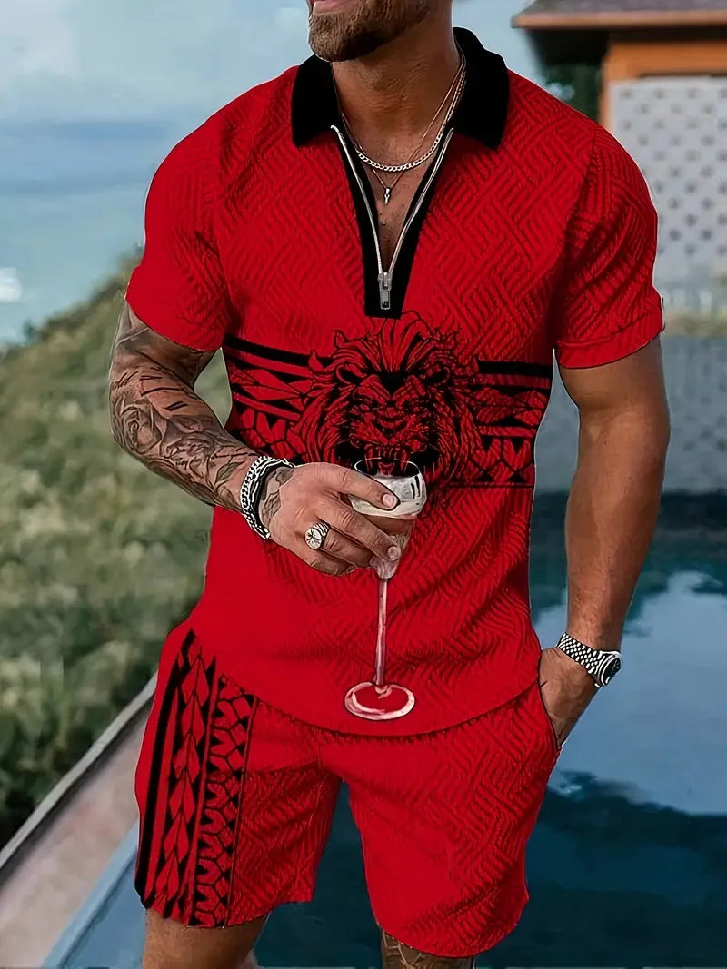 Zipper Polo 3D Printed  POLO Shirt & Shorts