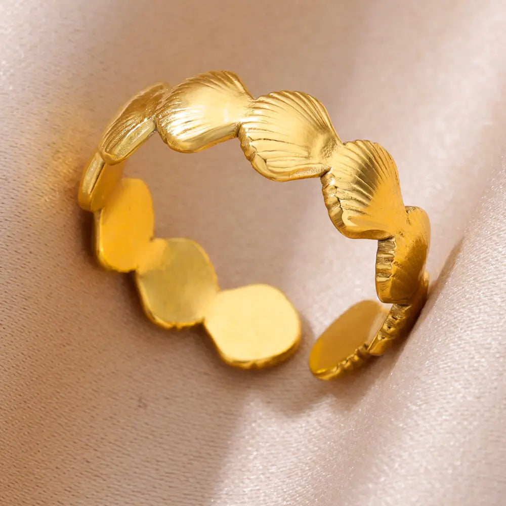 Shell Rings for Women Adjustable Gold Color