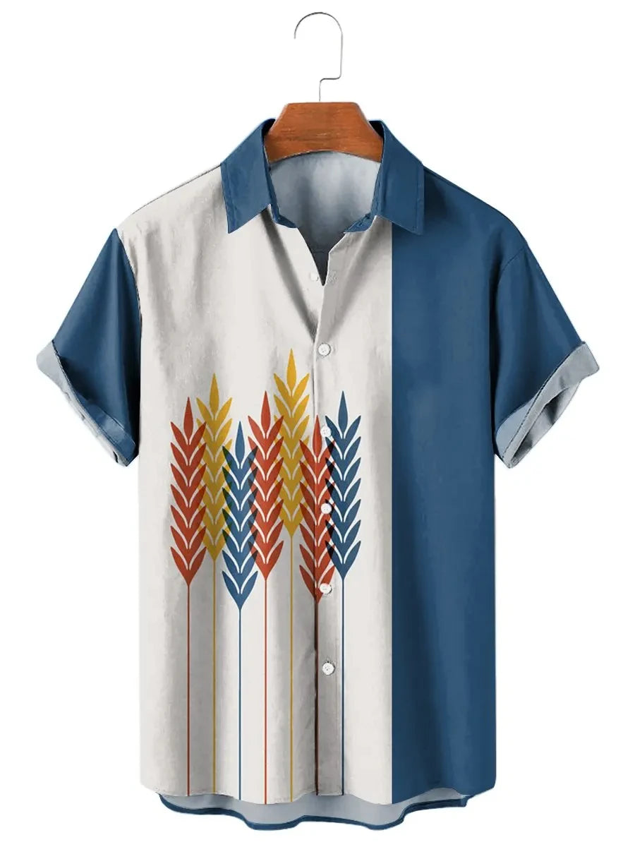 Hawaiian Lapel Plaid Printed shirt