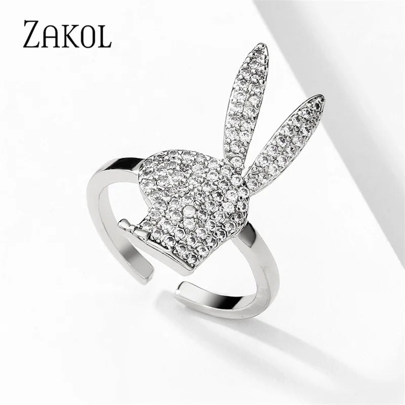 ZAKOL Cute Rabbit Open Rings