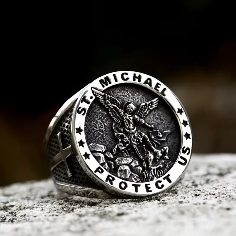 BEIER 316L Stainless Steel Angel  St Michael Ring