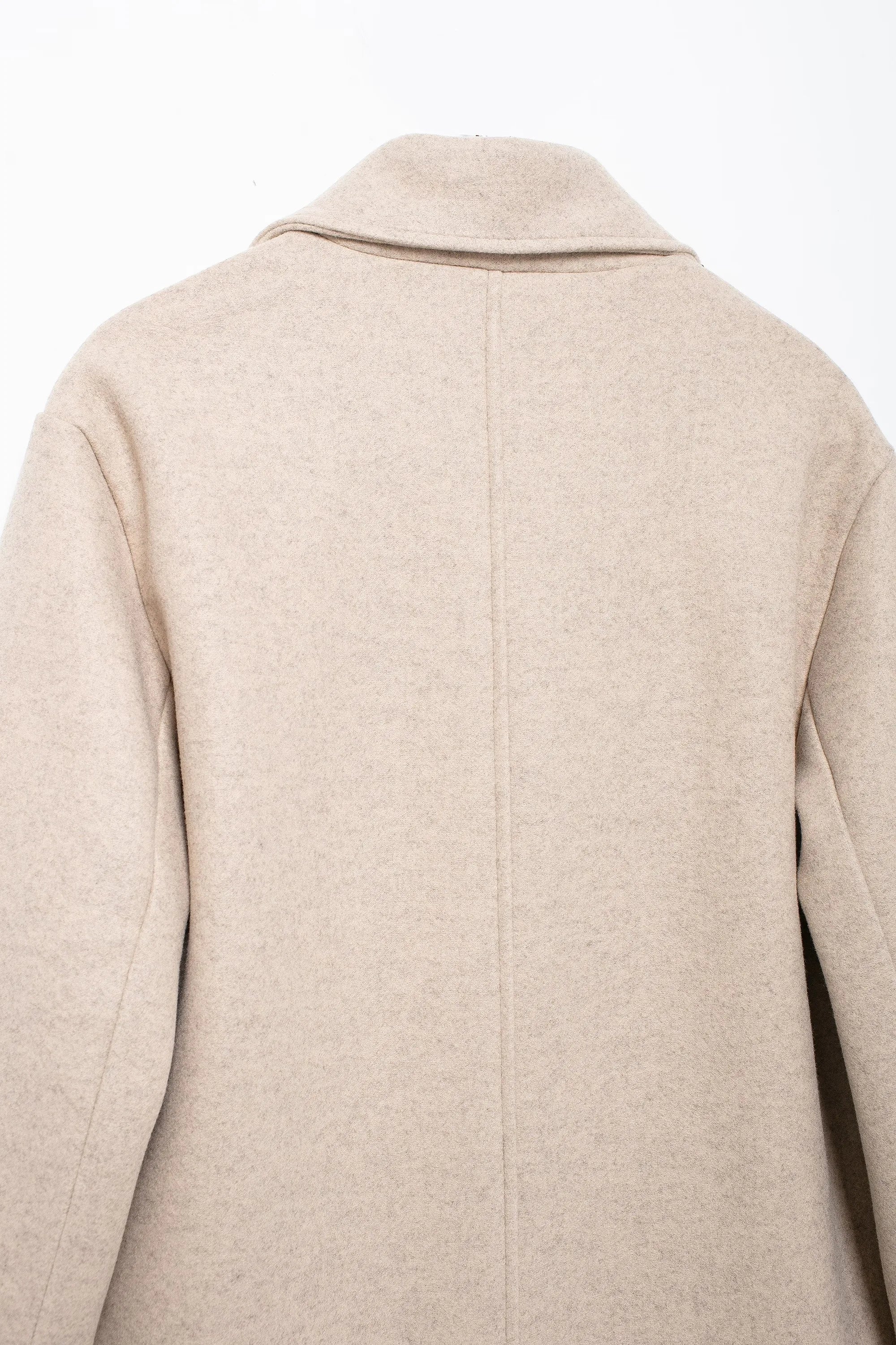 TRAFZA Solid Lapel Double Breasted Coat