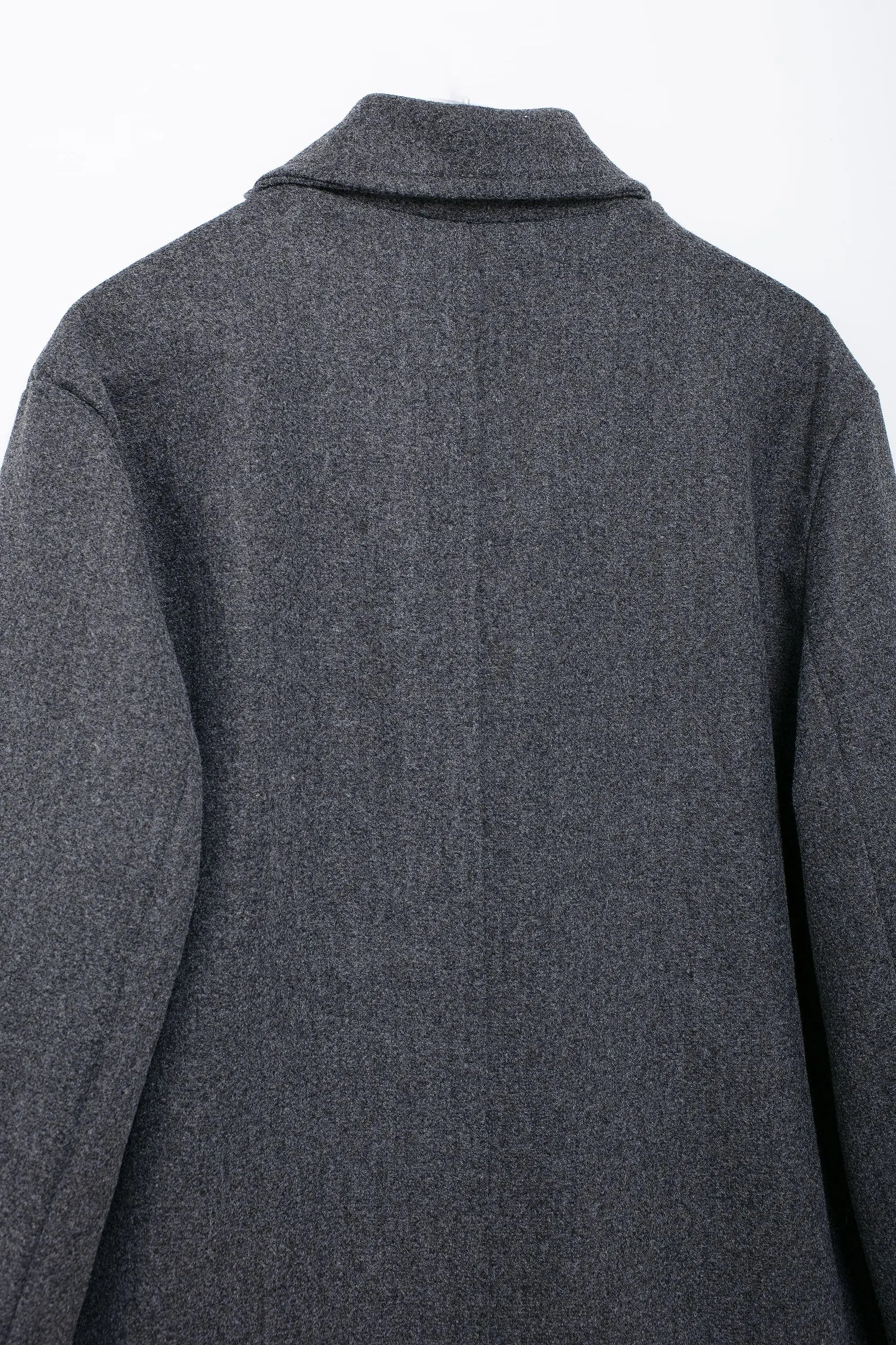 TRAFZA Solid Lapel Double Breasted Coat