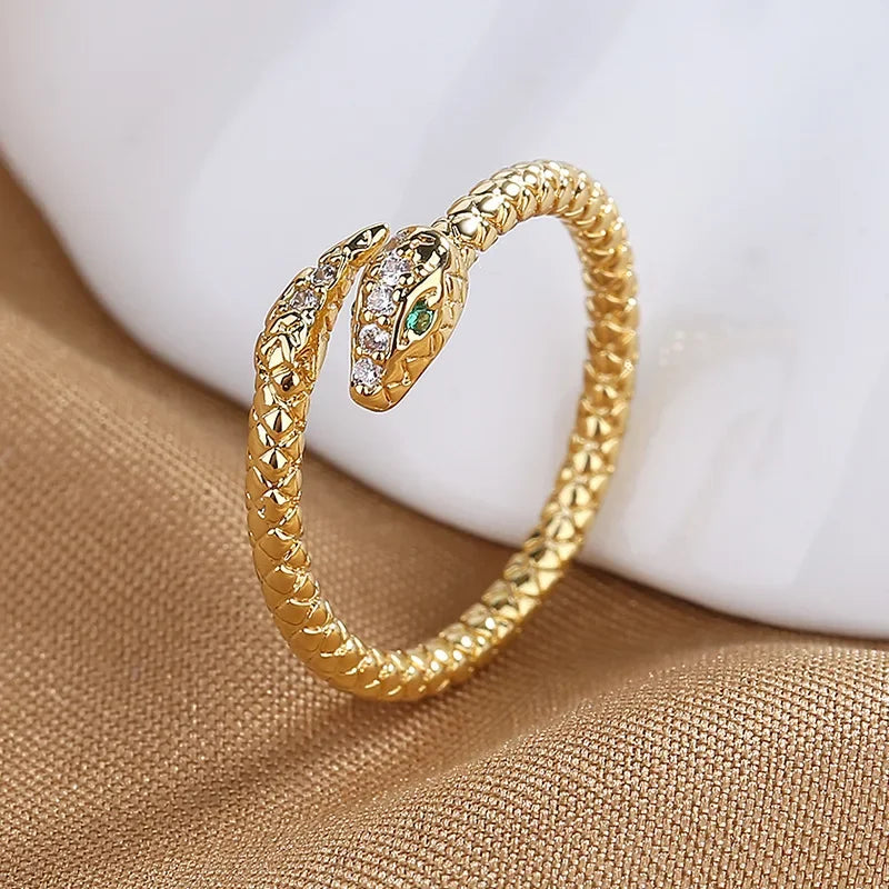 Stainless Steel Snake Ring - 24k gold plating